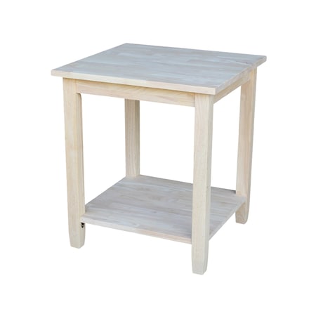 International Concepts Rectangle Solano End Table, 22 W, 21 L, 25 in H, Wood, Unfinished OT-6E